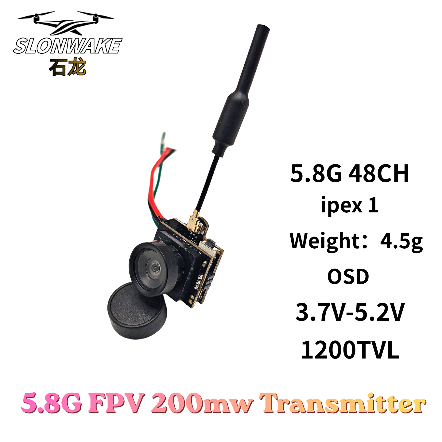Slonwake 5.8G 48CH 200mW FPV D - Drone Camera Wide Angle incelemesi ve fiyatı